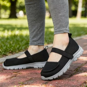 wide fit shoes, slip-on shoes, mesh slip on flats, orthopaedic shoes